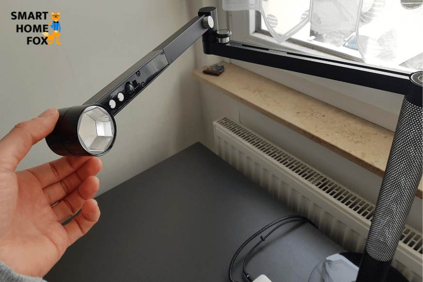 The lamp arm of the Dyson Lightcycle Morph rotates 360 degrees